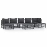 8-Piece Garden Lounge Set with Cushions Anthracite Steel