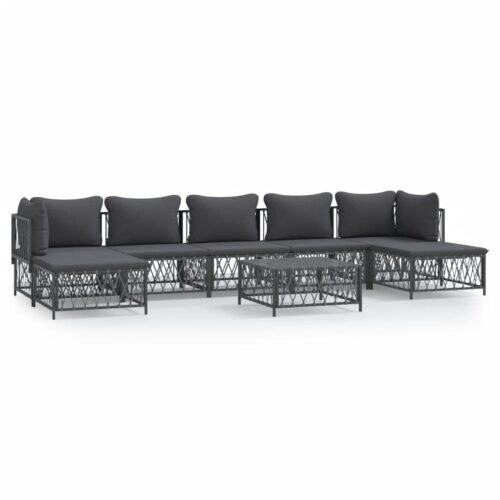 8-Piece Garden Lounge Set with Cushions Anthracite Steel