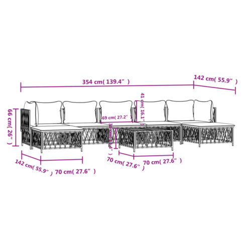8-Piece Garden Lounge Set with Cushions Anthracite Steel - Image 9