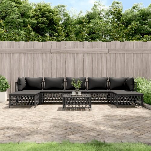 8-Piece Garden Lounge Set with Cushions Anthracite Steel - Image 10
