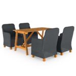 5-Piece Garden Dining Set Dark Grey
