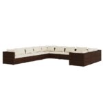 11-Piece Garden Lounge Set with Cushions Poly Rattan Wicker Outdoor Patio Furniture Brown