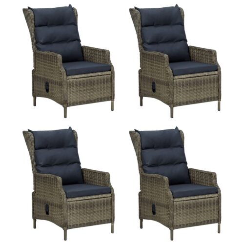 5-Piece Garden Dining Set Brown Poly Rattan Wicker Outdoor Patio Furniture - Image 4