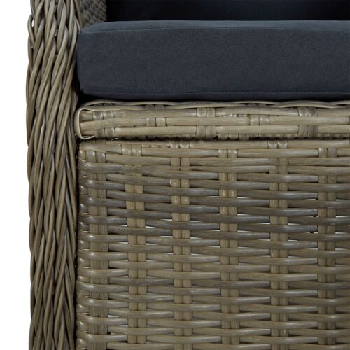 5-Piece Garden Dining Set Brown Poly Rattan Wicker Outdoor Patio Furniture - Image 7