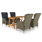 5-Piece Garden Dining Set Brown