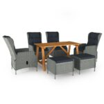 7-Piece Garden Dining Set Light Grey Outdoor Patio Lounge Furniture