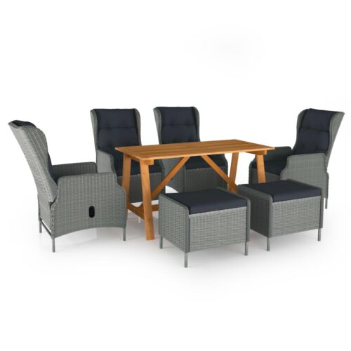 7-Piece Garden Dining Set Light Grey Outdoor Patio Lounge Furniture
