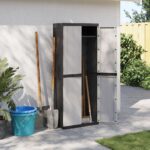 Outdoor Storage Cabinet Grey Black 65x37x165cm PP