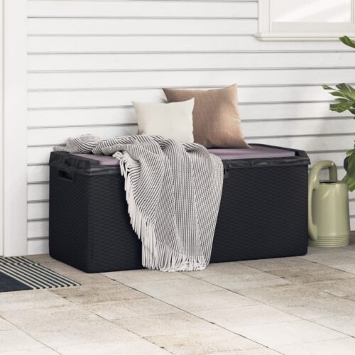 Garden Storage Box with Seat Cushion Anthracite 350L PP - Image 3