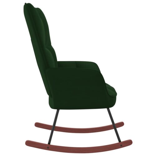 Velvet Rocking Chair Lounge Living Room Nursery Accent Armchair Dark Green - Image 3