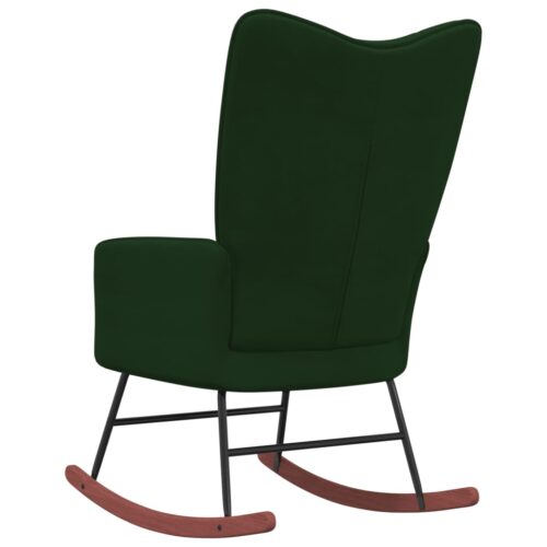 Velvet Rocking Chair Lounge Living Room Nursery Accent Armchair Dark Green - Image 4