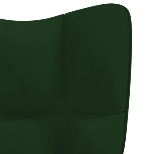 Velvet Rocking Chair Lounge Living Room Nursery Accent Armchair Dark Green - Image 5