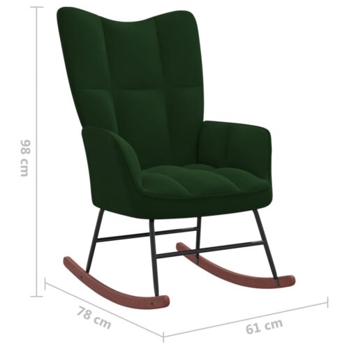 Velvet Rocking Chair Lounge Living Room Nursery Accent Armchair Dark Green - Image 7