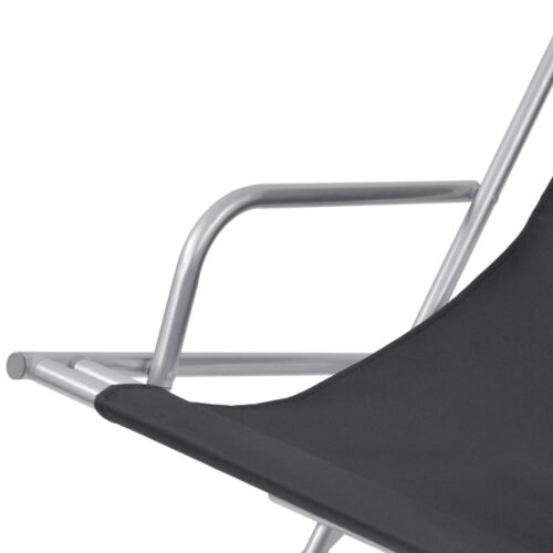 Reclining Deck Chairs 2pcs Steel Black - Image 5