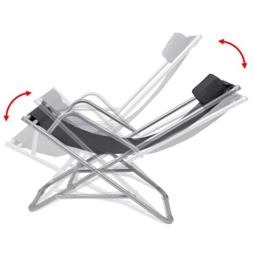 Reclining Deck Chairs 2pcs Steel Black - Image 7