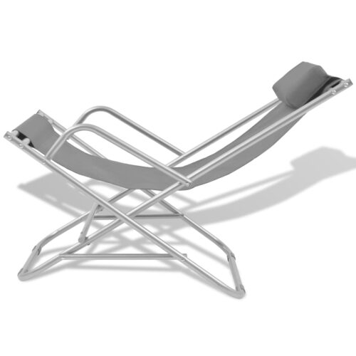 Reclining Deck Chairs 2pcs Steel Grey - Image 3
