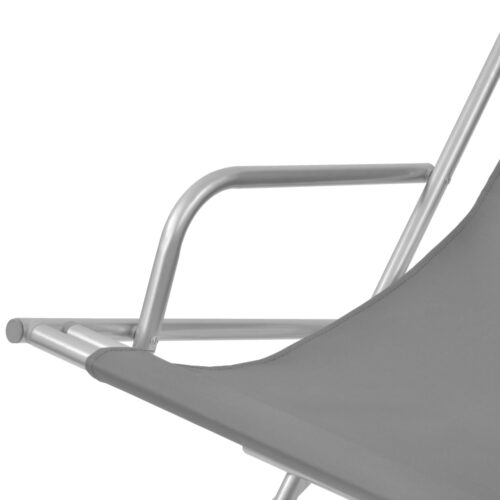 Reclining Deck Chairs 2pcs Steel Grey - Image 5