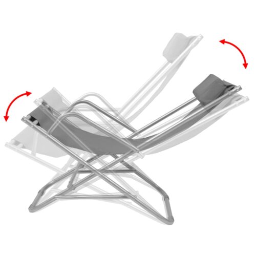 Reclining Deck Chairs 2pcs Steel Grey - Image 7