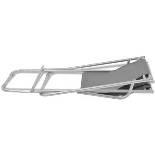 Reclining Deck Chairs 2pcs Steel Grey - Image 8