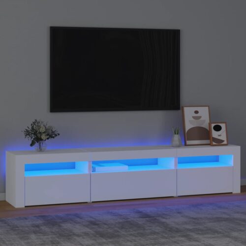 TV Cabinet with LED Lights White 195x35x40cm