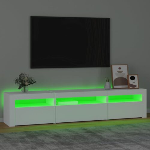 TV Cabinet with LED Lights White 195x35x40cm - Image 4