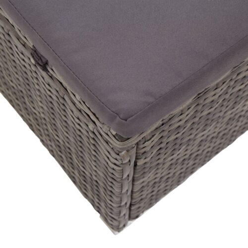 Sun Lounger with Canopy Cushion Poly Rattan Grey - Image 8