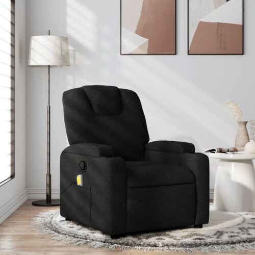 Massage Recliner Chair Black Fabric - Image 12
