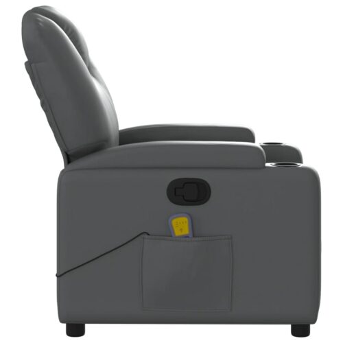 Massage Recliner Chair Grey Faux Leather - Image 5