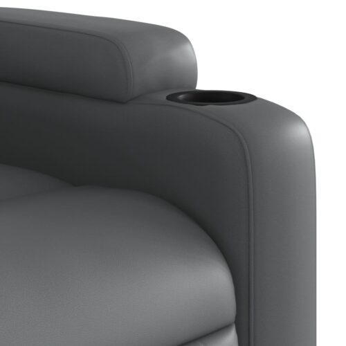 Massage Recliner Chair Grey Faux Leather - Image 9