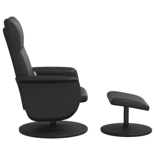 Massage Recliner Chair with Footstool Black Faux Leather - Image 4
