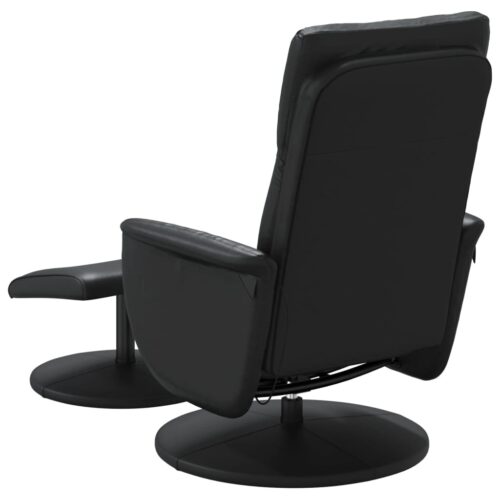 Massage Recliner Chair with Footstool Black Faux Leather - Image 5