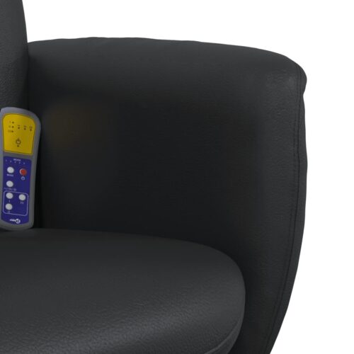 Massage Recliner Chair with Footstool Black Faux Leather - Image 8