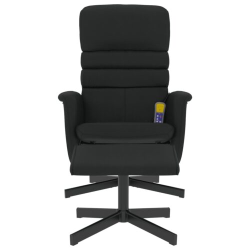 Massage Recliner Chair with Footstool Black Faux Leather - Image 3