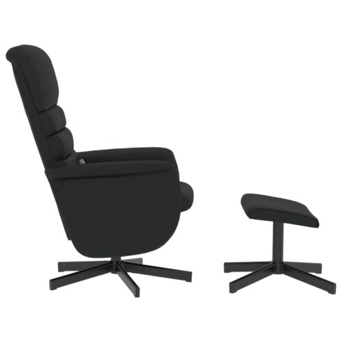 Massage Recliner Chair with Footstool Black Faux Leather - Image 4
