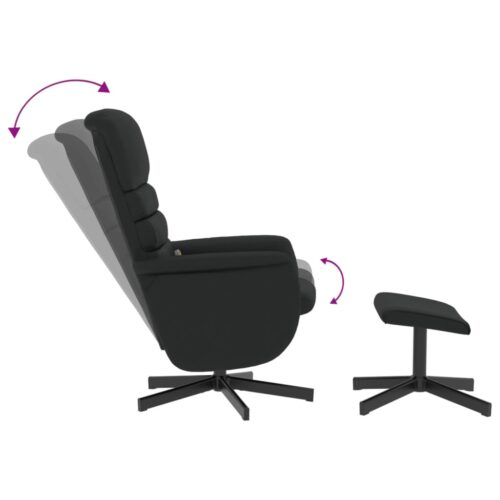 Massage Recliner Chair with Footstool Black Faux Leather - Image 6