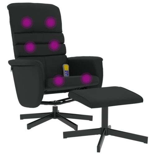 Massage Recliner Chair with Footstool Black Faux Leather - Image 7