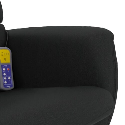 Massage Recliner Chair with Footstool Black Faux Leather - Image 8