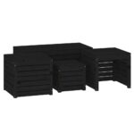 4-Piece Garden Box Set Black Solid Wood Pine