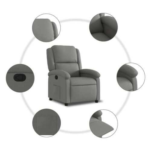 Recliner Chair Dark Grey Fabric - Image 5