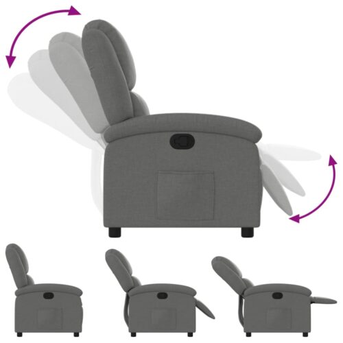 Recliner Chair Dark Grey Fabric - Image 6