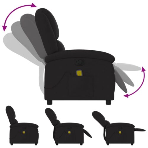 Massage Recliner Chair Black Fabric - Image 7