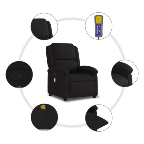 Massage Recliner Chair Black Fabric - Image 8