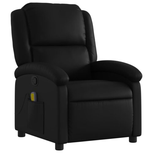 Massage Recliner Chair Black Faux Leather - Image 3