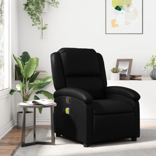 Massage Recliner Chair Black Faux Leather - Image 12