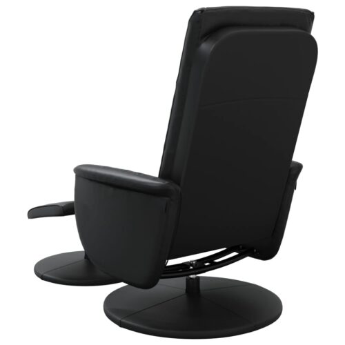 Massage Recliner Chair with Footstool Black Faux Leather - Image 5