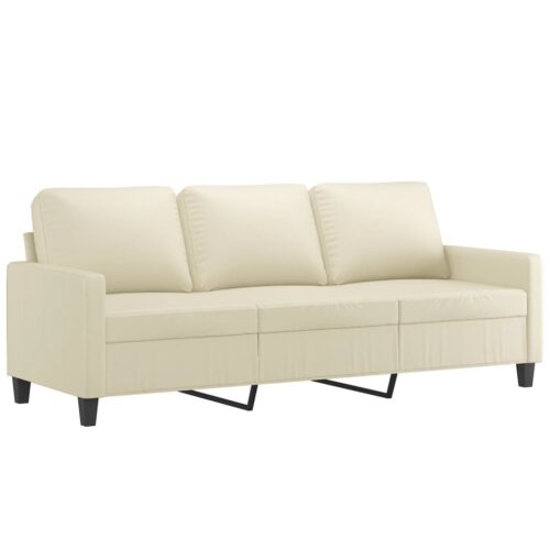 3-Seater Sofa Lounge Couch Futon Accent Chair Modern Faux Leather Cream 180cm