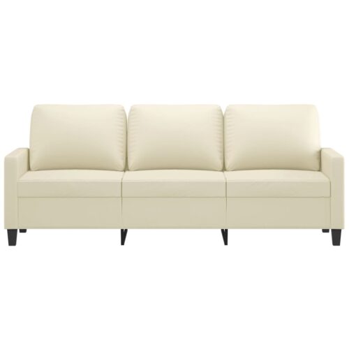 3-Seater Sofa Lounge Couch Futon Accent Chair Modern Faux Leather Cream 180cm - Image 3
