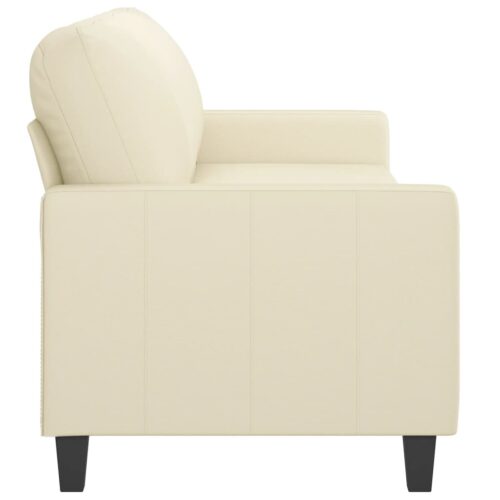 3-Seater Sofa Lounge Couch Futon Accent Chair Modern Faux Leather Cream 180cm - Image 4
