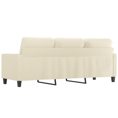 3-Seater Sofa Lounge Couch Futon Accent Chair Modern Faux Leather Cream 180cm - Image 5