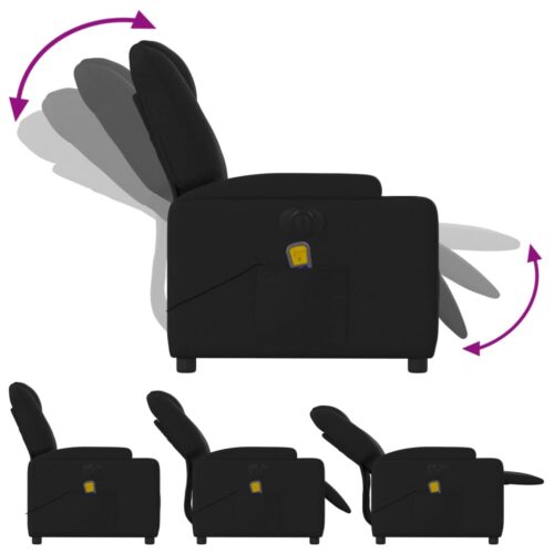 Electric Massage Recliner Chair Black Fabric - Image 6